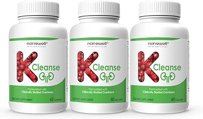 NANOWELL K-Cleanse 60 Capsules X 3 Bottles - Kidney Cleanse Supplement, Formula with Cranberry Extract 180 Count