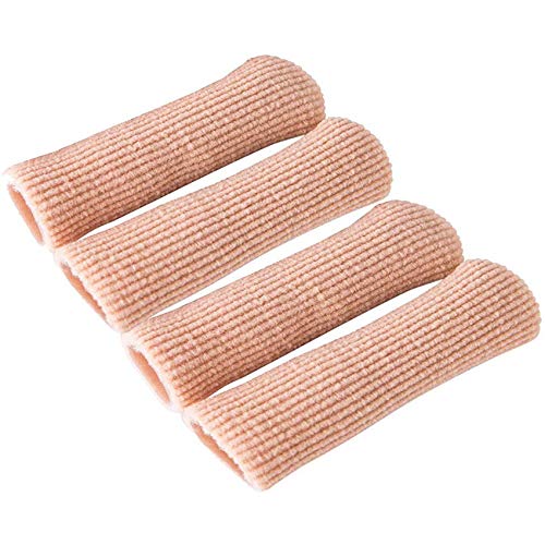 Makhry 4pcs Adjustable Cuttable Gel Toe and Finger Cap Lined Gel Toe Covers Sleeves Ribbed Knit Toe Caps Digital Caps (XL)