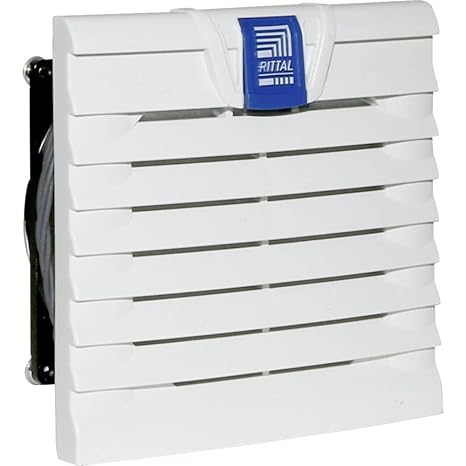 Rittal 3237.110, Filter Fan, 14.7 cfm, 115V, 50/60Hz, 4.59" Height x 4.59" Width