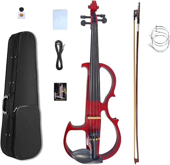 4 String 16inch Silent Electric Viola Solid Wood With Ebony Fittings Hard Case Brazilwood Bow AUX Cable Cleaning Cloth Extra Strings Headphone Rosin