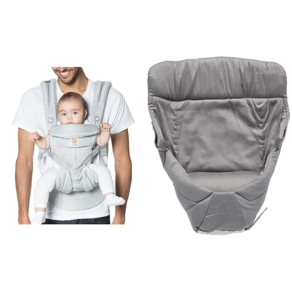 Ergobaby Omni 360 All-Position Baby Carrier for Newborn to Toddler with Lumbar Support & Easy Snug Infant Insert, Grey, Premium Cotton