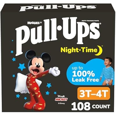 Pull-Ups Boys Night Time Potty Training Pants, Size 3T-4T Overnight Training Underwear 32-40 lbs, 108 Ct