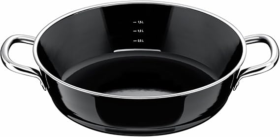 Silit Roasting Pan Uncoated Ø 24cm Black Professional Made in Germany Inside Scale Pouring Rim Stainless Steel Handle Silargan® Functional Ceramic Suitable for Induction Hobs Dishwasher-Safe