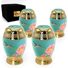 Hummingbird Keepsake Urns for Human Ashes with Velvet Gift Box for Cremation Keepsakes for Ashes - Small Cremation Urn and Small Keepsake Urn Set of 4