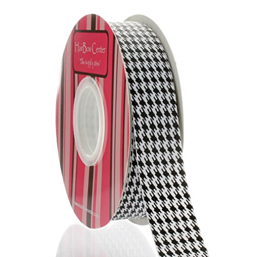 HairBow Center LLC 78 Houndstooth Grosgrain Ribbon 25 Yard - White, Polyester, Craft