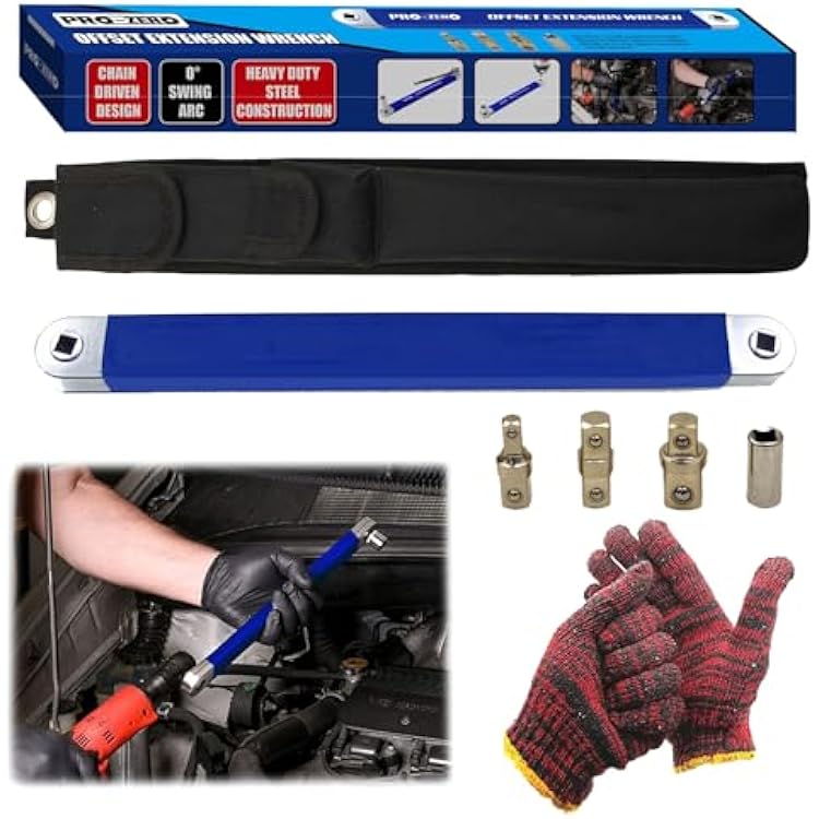 Offset Extension Wrench, Offset Extension Wrench Impact, Multifunctional Extension Wrench With 12, 14 And 38 Drive Adapters, Universal Extensions Wrench Blue 1 set