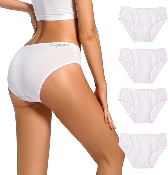 Womens 100% Cotton Disposable Underwear Mid waist Panties for Travel Hospital Stays Underpants White10pack