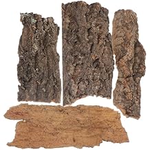 SEWACC 4pcs Natural Cork Bark Bits Reptile Bark Bedding Flat Cork Bedding Terrariums Substrate for Snake Spiders Bearded Dragons Frogs Tank Supplies