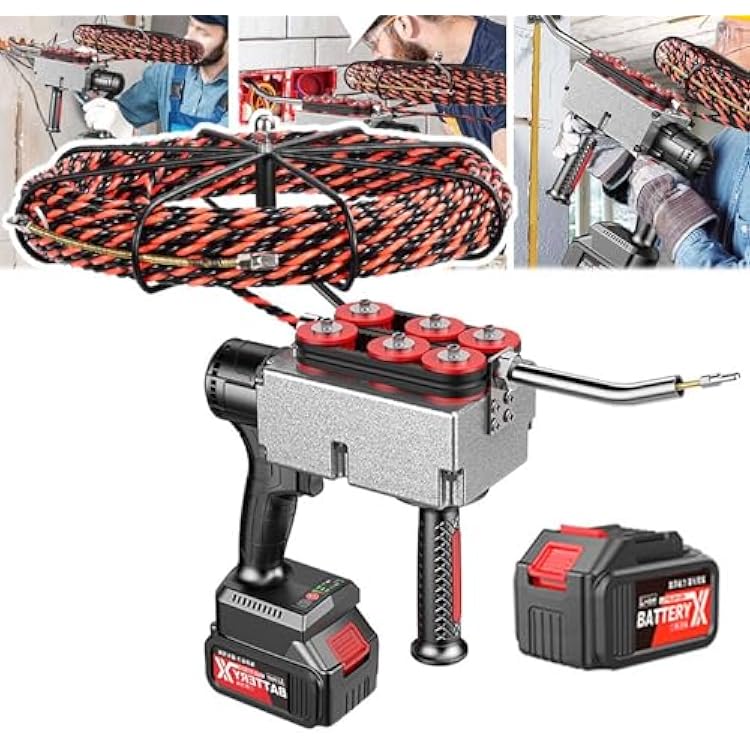 Automatic Wire stringing Machine, Wire Cable Puller, 40mmin Cordless Electric stringing Wire Puller, for Construction Hydropower, for Drywall Ceiling Under Rug Conduit,15mline-37500mAh