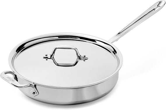 All-Clad D3 Stainless Steel 3 Quart Saute Pan Covered- Made in the USA- The Original Bonded Professional Cookware- Oven Safe & Induction Compatible