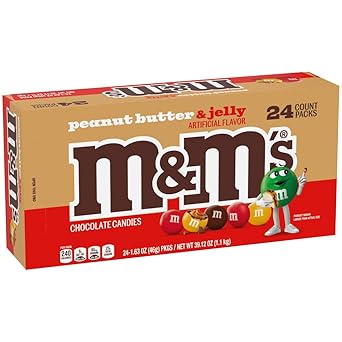 M&MS Peanut Butter & Jelly Candy, Single Size, 1.6 Oz Packs (Pack of 24)
