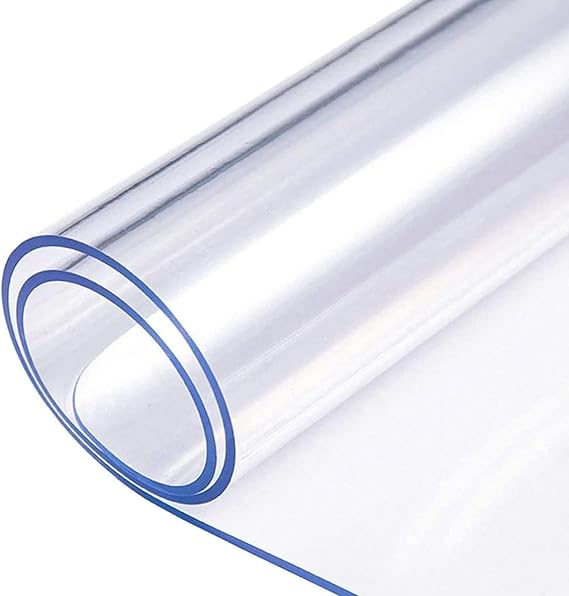 tonchean 2mm Thick Clear PVC Table Cover Protector 79 x 40inch Rectangular Plastic Tablecloth Desk Pad Plastic Table Cover Waterproof Easy Clean for Kitchen Wood Table