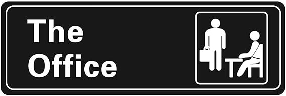 Office Sign - Self-Adhesive 9 x 3 Inch Door or Wall Name Plate - Acrylic (Black and White)