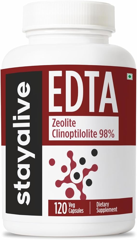 STAY ALIVE EDTA Capsules 1500mg with Zeolite 98% and Kale Extract Powder, 120 Pills, Non-GMO & Gluten Free Calcium Disodium EDTA Supplement