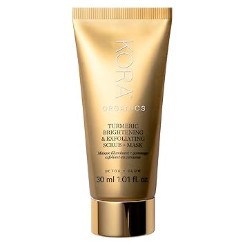 KORA Organics Turmeric Brightening & Exfoliating Mask, Multi-Use Facial Scrub, Polish & Illuminate, Certified Organic Exfoliating Face Mask, Cruelty Free, 1.01 fl oz - Face Scrub
