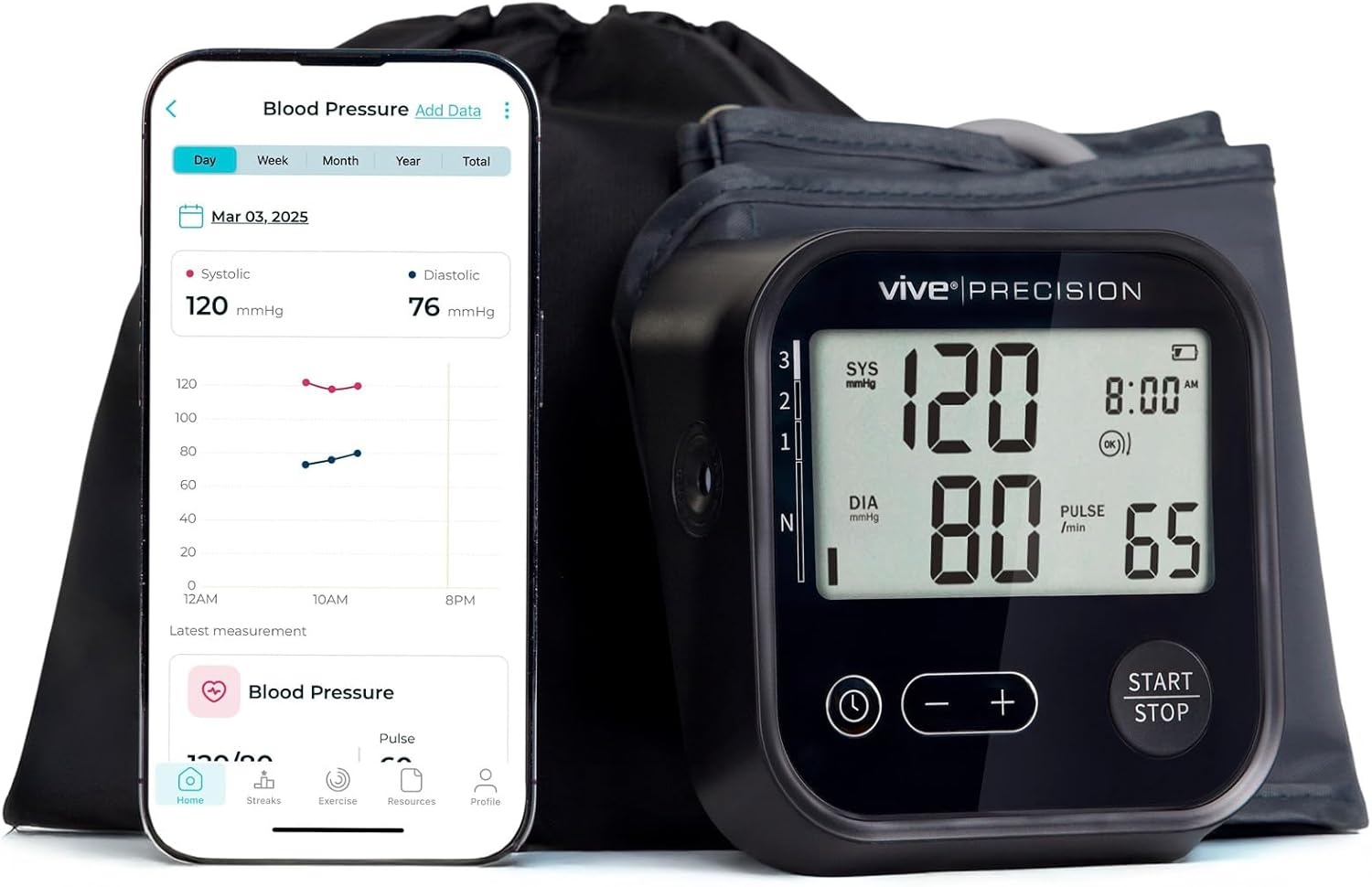 Vive Precision Smart at-Home Blood Pressure Monitor with Cuff – Accurate Upper Arm Blood Pressure Machine with Bluetooth – Digital Blood Pressure Checker for Home Use