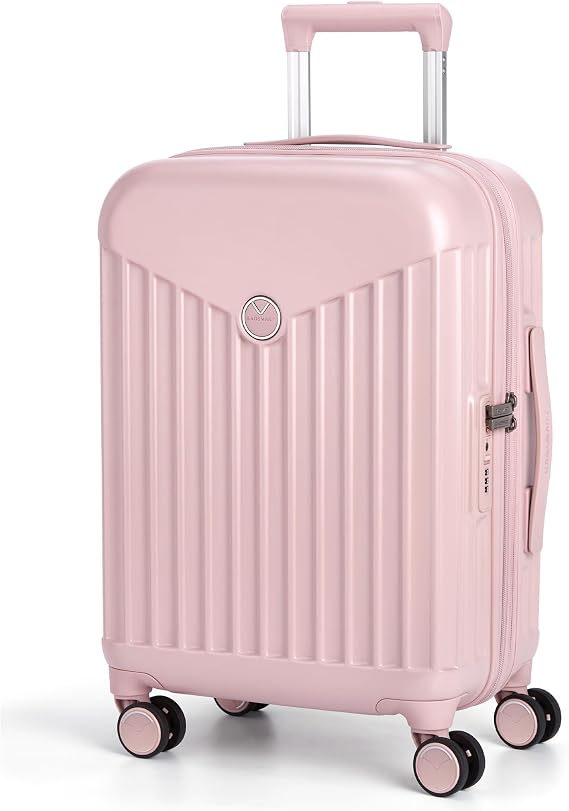 BAGSMART Hardside Expandable Luggage With Spinner Wheels, PC Lightweight Carry-On Luggage Airline Approved With TSA Lock, Durable Women Travel Suitcase Carry On 20 Inch, Pink