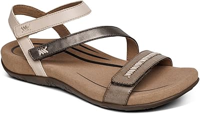 Aetrex Womens Gabby Orthopedic Strappy Sandals For Women - Adjustable Open Toe Arch Support Fashion Womens Sandals