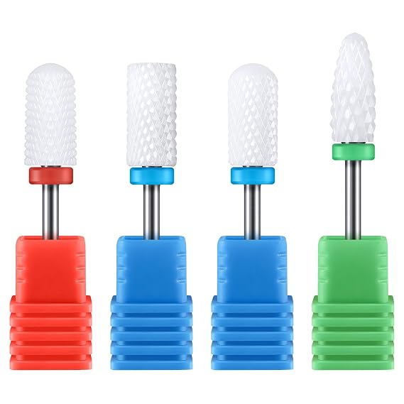 MelodySusie Ceramic Nail Drill Bits Set, 332 2.35mm Professional Acrylic Nail File Drill Bit for Manicure Pedicure Cuticle Gel Nail Polishing 4 Pcs