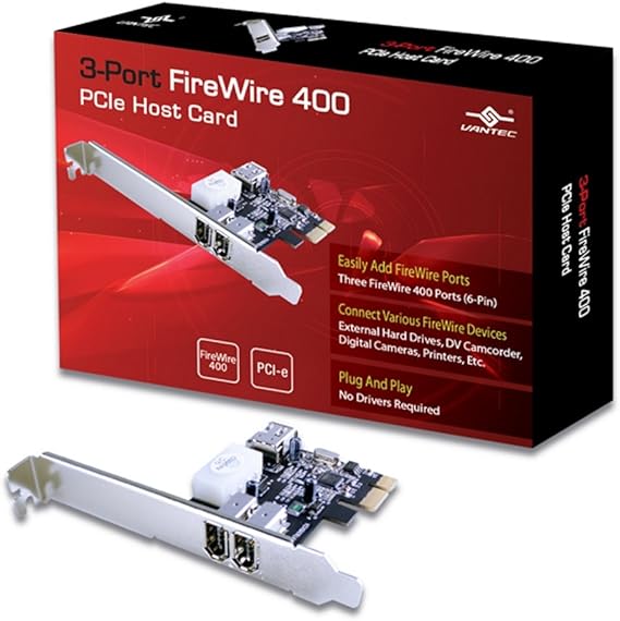 Vantec 3-Port FireWire 400 PCIe Host Card UGT-FW200