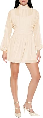 Forever 21 Womens Chiffon Peasant-Sleeve Mini Dress