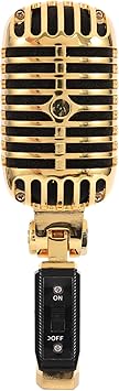 Professional Wired Vintage Classic Microphone Dynamic Vocal Mic Microphone for Live Performance Karaoke(Gold)
