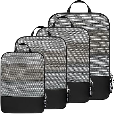 BAGAIL 4 Set6 Set Ultralight Compression Packing Cubes Packing Organizer for Travel Accessories Luggage Suitcase Backpack70D 4Set Mesh Black