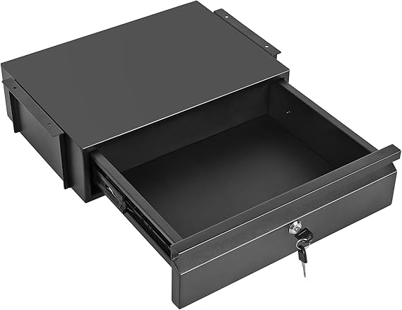 Under Desk Drawer 15.7 x 11.8 x 4.3, Under Desk Pull Out Drawer with Lock and Keys, 4.3 & 7.5 Optional Bracket Height, Storage Organizer for Workbench with Drawers