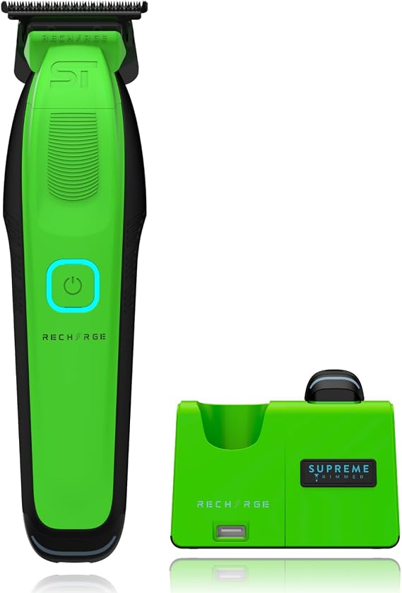 Supreme Trimmer Recharge ST777 Professional Barber Trimmer with 2 Removable Batteries | 8000 RPM Motor, Zero Gap DLC Blades, Smart Charging Dock, USB-C Fast Charge