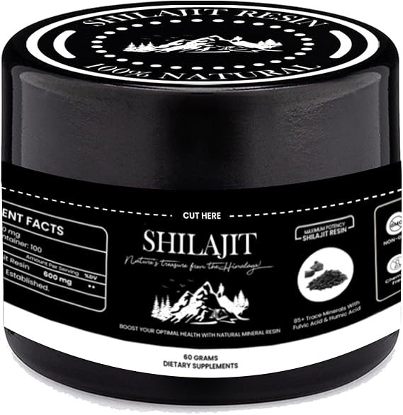 Shilajit Pure Himalaya Resin - 100% Pure Shilajit with Fulvic Acid & 85+ Trace Minerals - Supports Energy, Immunity & Men's Health (60 Grams)
