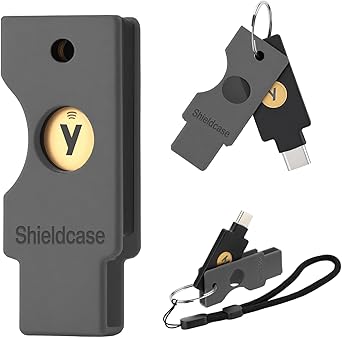 Protective Case for Yubikey 5C NFC, Flip Cover Keychain Holder for Yubico Security Key, Shockproof, Grey