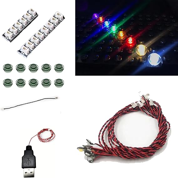 10 PCS Colorful LED Light Kit for Lego Building Blocks - USB Powered DIY LED Lighting Accessories Compatible with Lego Brick Models (Green)