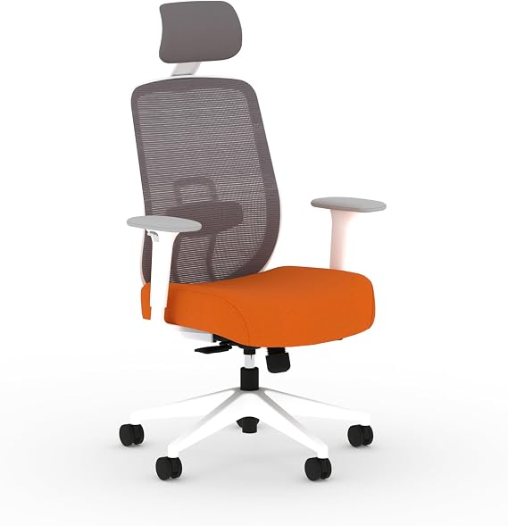 HON Altern Ergonomic Office Chair with Headrest, MidBack Mesh Desk Chair, Adjustable Arms, Seat Slide, SynchroTilt, Rolling Computer Seat for Home Office, White Frame, Apricot