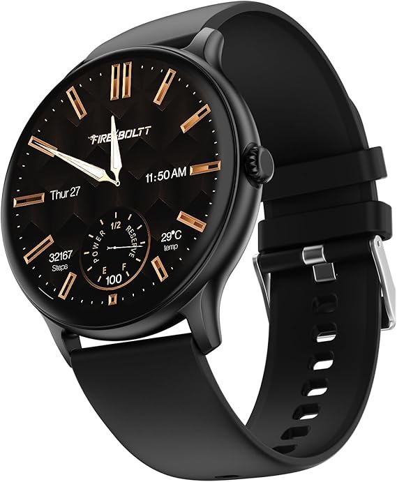 Fire-Boltt Phoenix Pro 35.3mm (1.39 inch) Bluetooth Calling Smart Watch, AI Voice Assistant, Metal Body with 120+ Sports Modes, SpO2, Heart Rate Monitoring (Black).