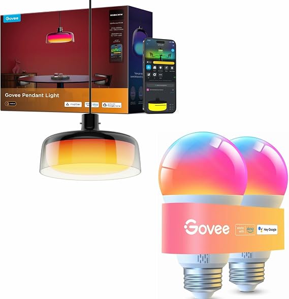 Govee Pendant Light for Kitchen Island Bundle LED Smart Light Bulbs