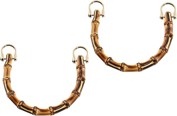 Piutouyar 2pcs U-Shaped Handbag Handles - Bamboo Purse Handle Replacement for Bag Making With Gold Metal Buckle