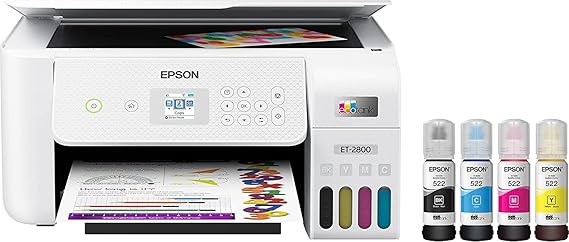 Epson EcoTank ET-2800 All-in-One Wireless Supertank Inkjet Printer, Print Scan Copy - 10 ppm, 5760 x 1440 dpi, Cartridge-Free
