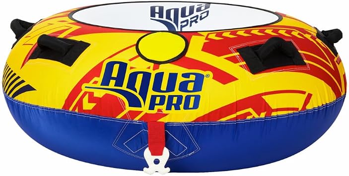 Aqua Pro Towable Tube for Water Sports, Single Rider, Marine-Grade Inflatable Boat Tube, Yellow/Red