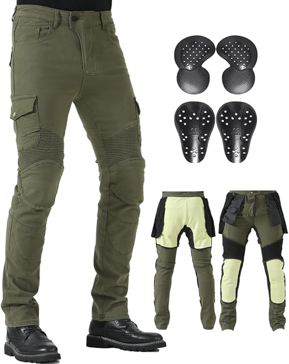 CTBQiTom Motorcycle Pants for Men with Protective Lining for Motocross Motorbike Dirt Bike Jeans CE Armored Riding Pants