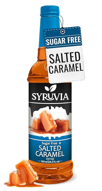 Syruvia Sugar Free Coffee Syrup, Salted Caramel Flavored Syrup for Drinks, Lattes, and Desserts 25.4 fl oz,