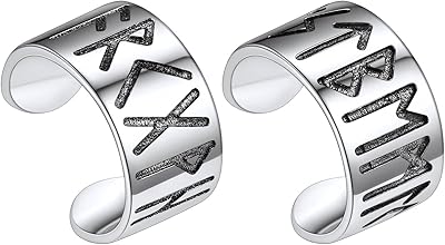 Silvora Ear Cuff 925 Sterling Silver Viking Runes Earrings for Men Women Viking Jewelry with Gift Box