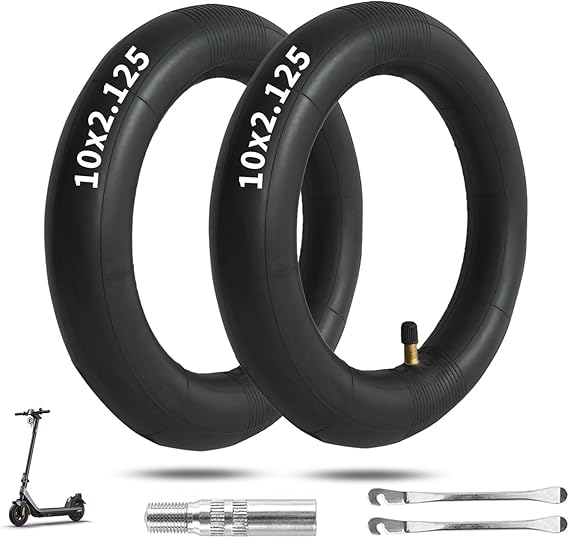 10 x 2.125 Scooter Tire Inner Tube, 10 inch Tube, Compatible with 10x1.90 10x1.95 10 x 2 54-152 Most, for Segway Ninebot F20, F25, F30, F40 Electric Scooter [Thickened] [Tire Levers] 2 Pack