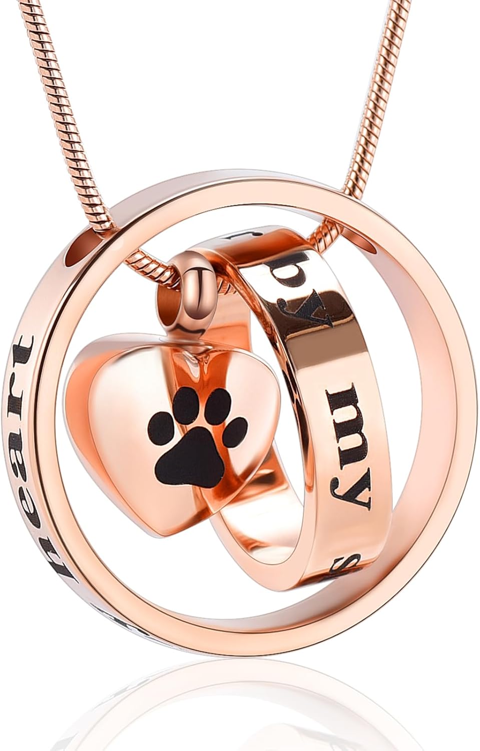 memorial jewelry Forever in My Heart,No Longer by My Side Pet Cremation Jewelry for Ashes of Dog/Cat Funeral Keepsake Urn Necklace Paw Print Memorial Necklace
