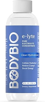 BodyBio e-lyte - Liquid Electrolyte Concentrate for Clean Hydration, Energy & Cramp Relief - No Sugar, No Artificial Flavors, No Fillers, Keto Friendly