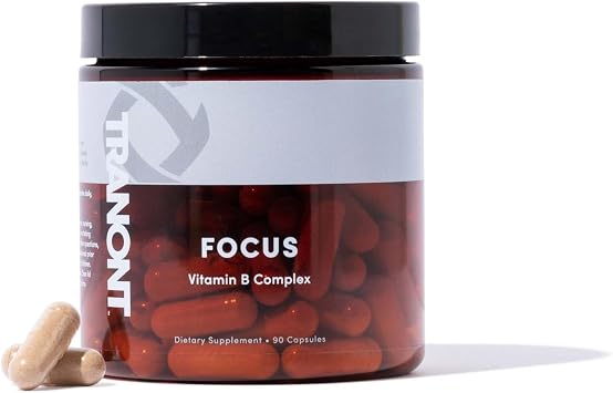Tranont Focus Vitamin B Complex - Enhance Mental Clarity, Energy, and Immune Health with Natural Supplements, Green Tea & Lions Mane Mushroom Supplement - Vegan, Gluten-Free - 90 Capsules