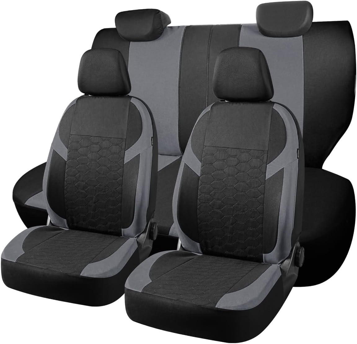 Full Set Universal Car Seat Covers for Toyota Auris Avensis Camry-Corolla Highlander Hilux Land Cruiser Prius RAV4 2 Urban cruiser Verso Yaris – Front and Rear Split Bench Car Seat Cover (Grey)