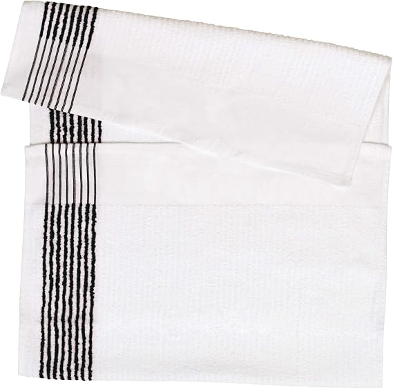Super Gym Caddy White Towel with Black Stripes 22"x44"