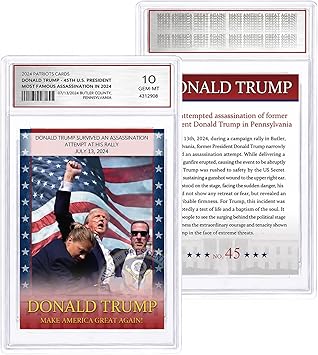 Trump Trading Card - Donald Trump Collectibles, GEM Mint 10 Rated, Iconic 2024 Political Memorabilia Gifts Card
