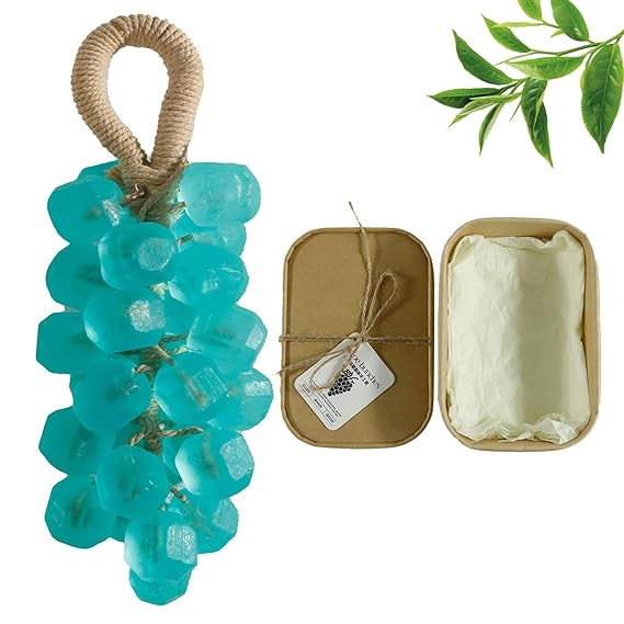 Crystal Grape Soap, Personalized Original Handmade Crystal Grape Soap for Gentle Cleansing, Decorative Grapes Cluster Gift Set for Bath 1, Tee tree