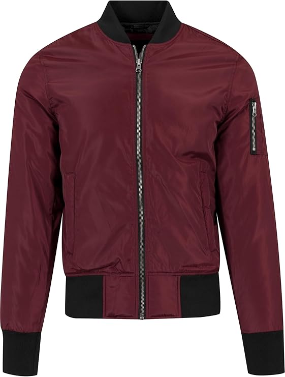 Urban Classics Mens Bomber Jacket TB1446 2-Tone Bomber Jacket Color: BurgundyBlack in Size: Medium